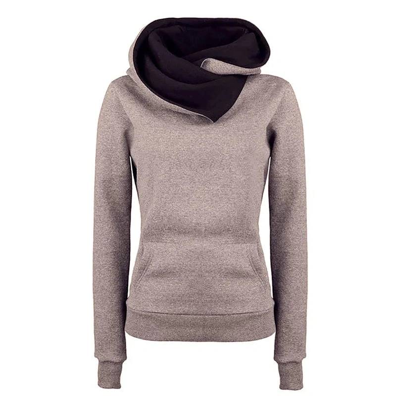 Elevated Comfort: Women’s Turn Down Collar Hoodie – Effortless Style.